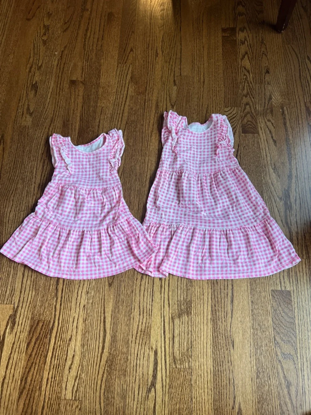 Big Sis/Little Sis Pink Gingham Ruffle Tiered Dresses 3T and 5T - Picture 1 of 1